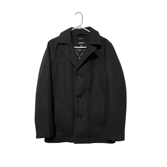 Claiborne Mens Black Wool Blend Button-Up Coat #F-7-8-100 - Picture 1 of 9